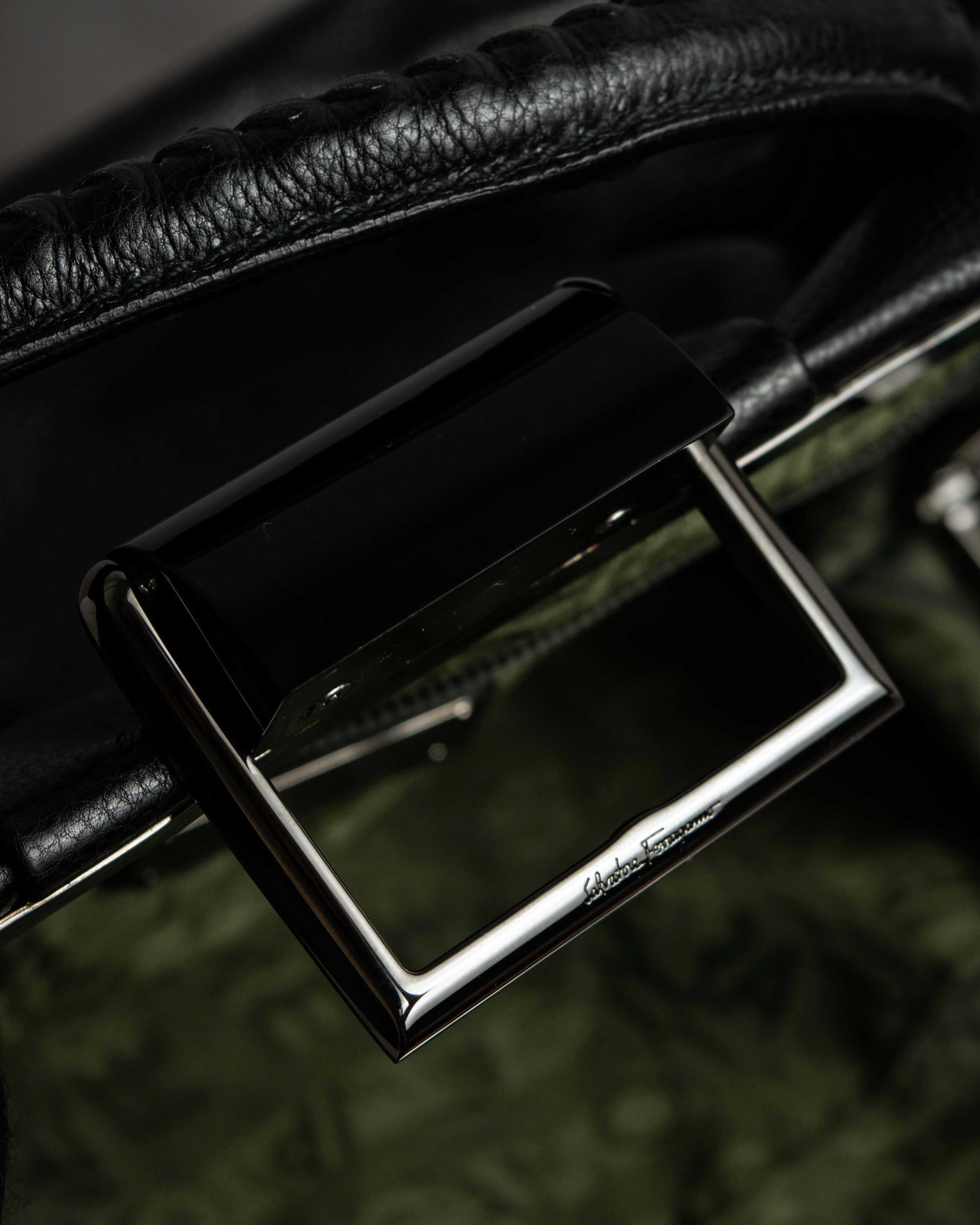 "Salvatore Ferragamo" Draping design lace-up detail leather bag