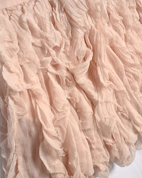 CHANEL/ 2011〜2012 Feather designed Silk Short Skirt Pink