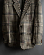 "BURBERRYS" Windowpane pattern tweed tailored jacket