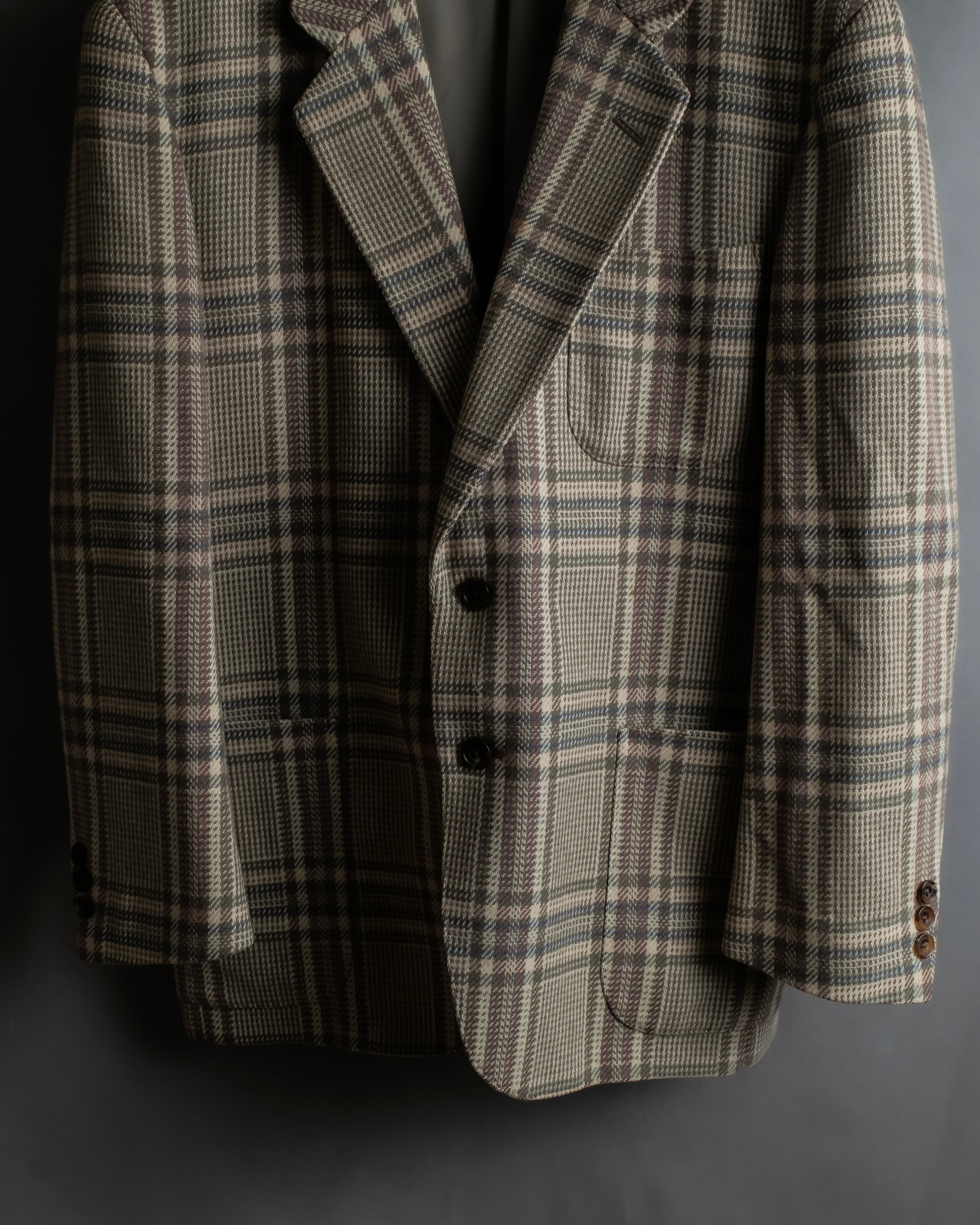 "BURBERRYS" Windowpane pattern tweed tailored jacket