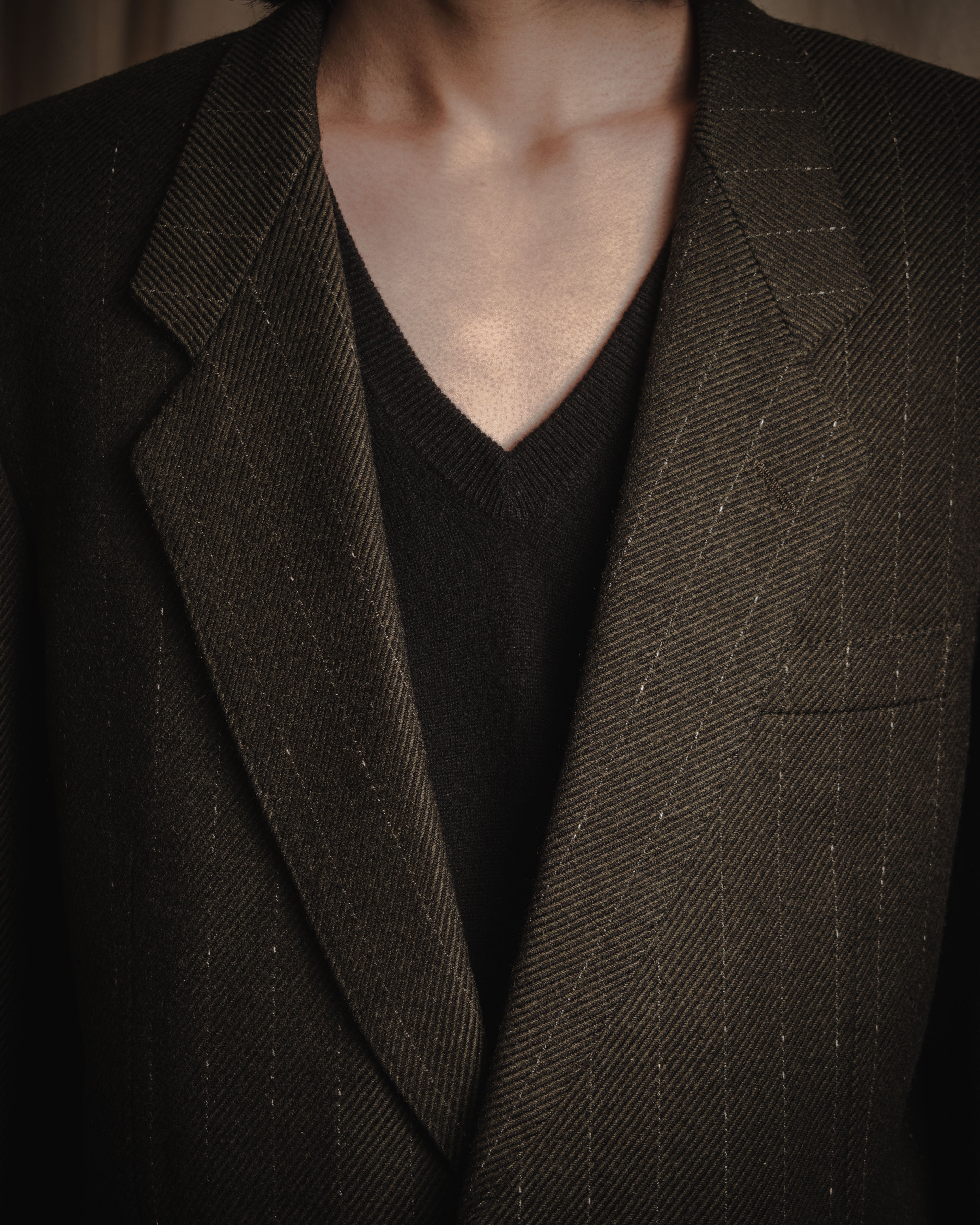 "Yves Saint Laurent diffusion hommes" 80’s-90’s structured glitter pinstripe wool suit set-up