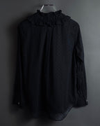 "tricot COMME des GARCONS"  80's Tiered ruffle design, dotted sheer blouse