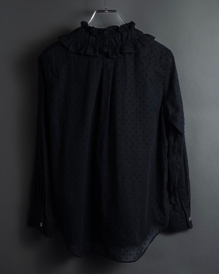 "tricot COMME des GARCONS"  80's Tiered ruffle design, dotted sheer blouse