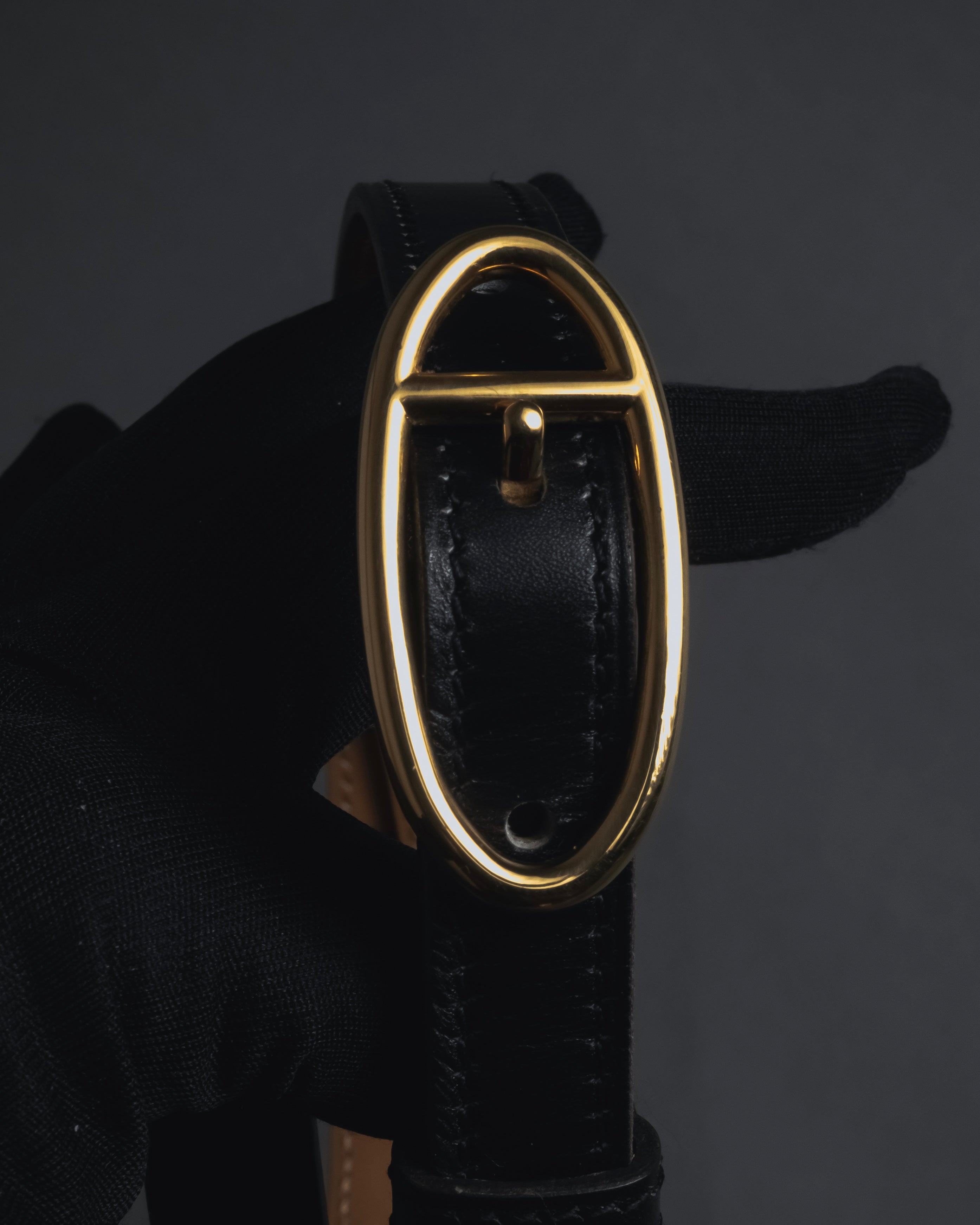 "HERMES" Chaine d'Ancre motif buckle leather belt