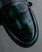 "BOTTEGA VENETA" Gradient emerald color leather loafers