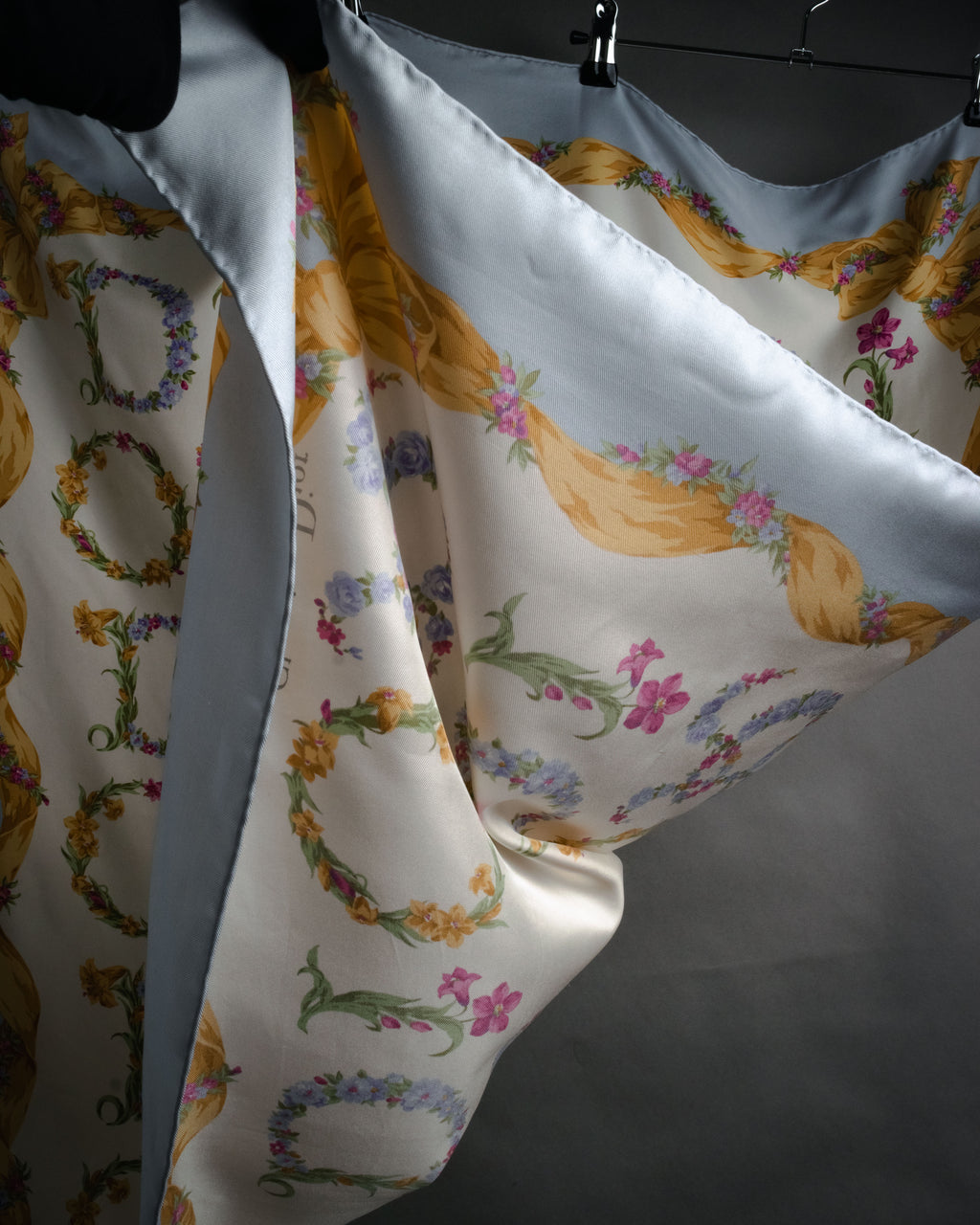 “Christian Dior” 90’s Floral logo silk scarf