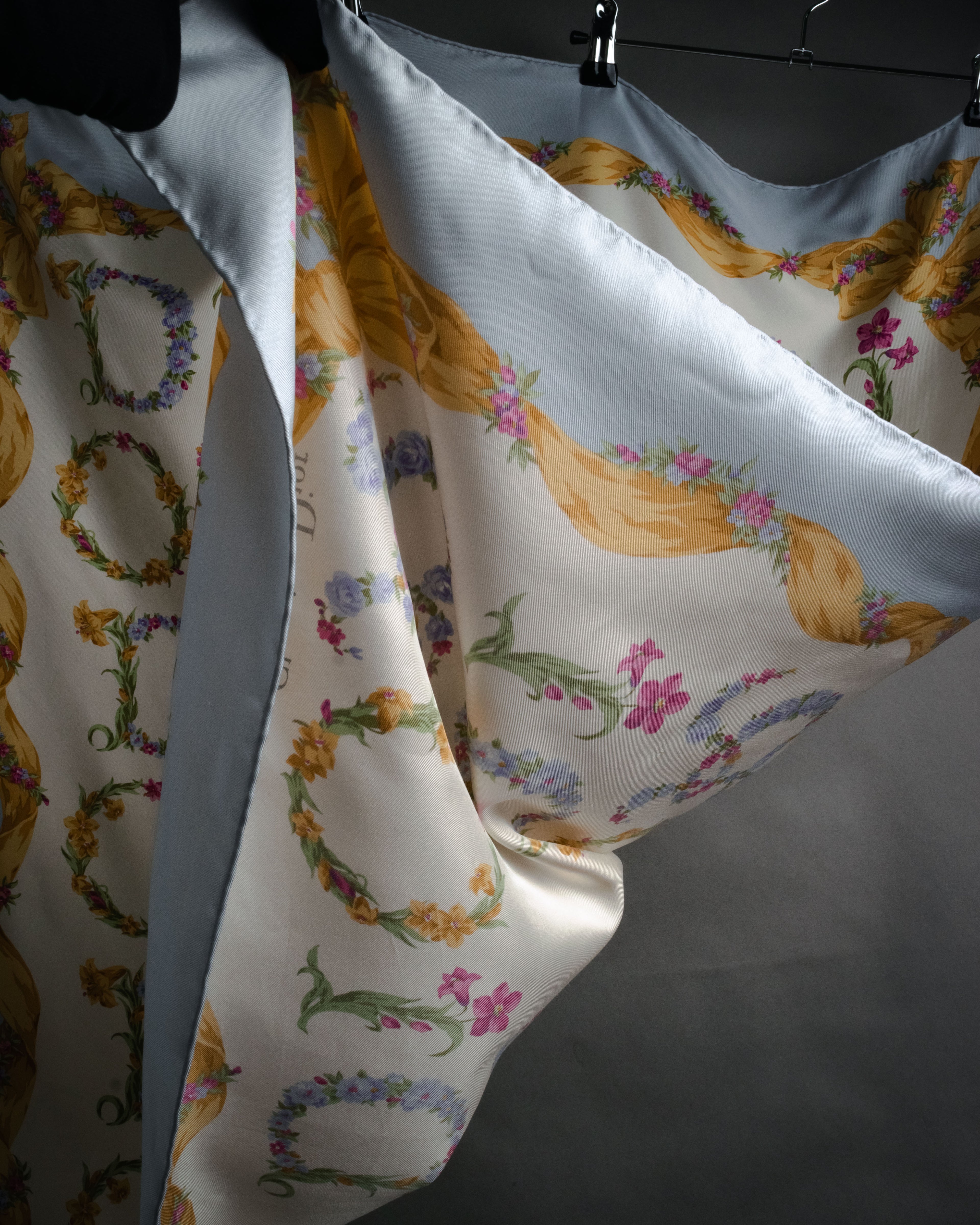 “Christian Dior” 90’s Floral logo silk scarf