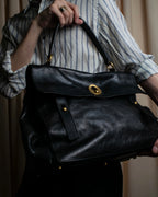 "YVES SAINT LAURENT" Muse to gold metal parts one-handle leather bag