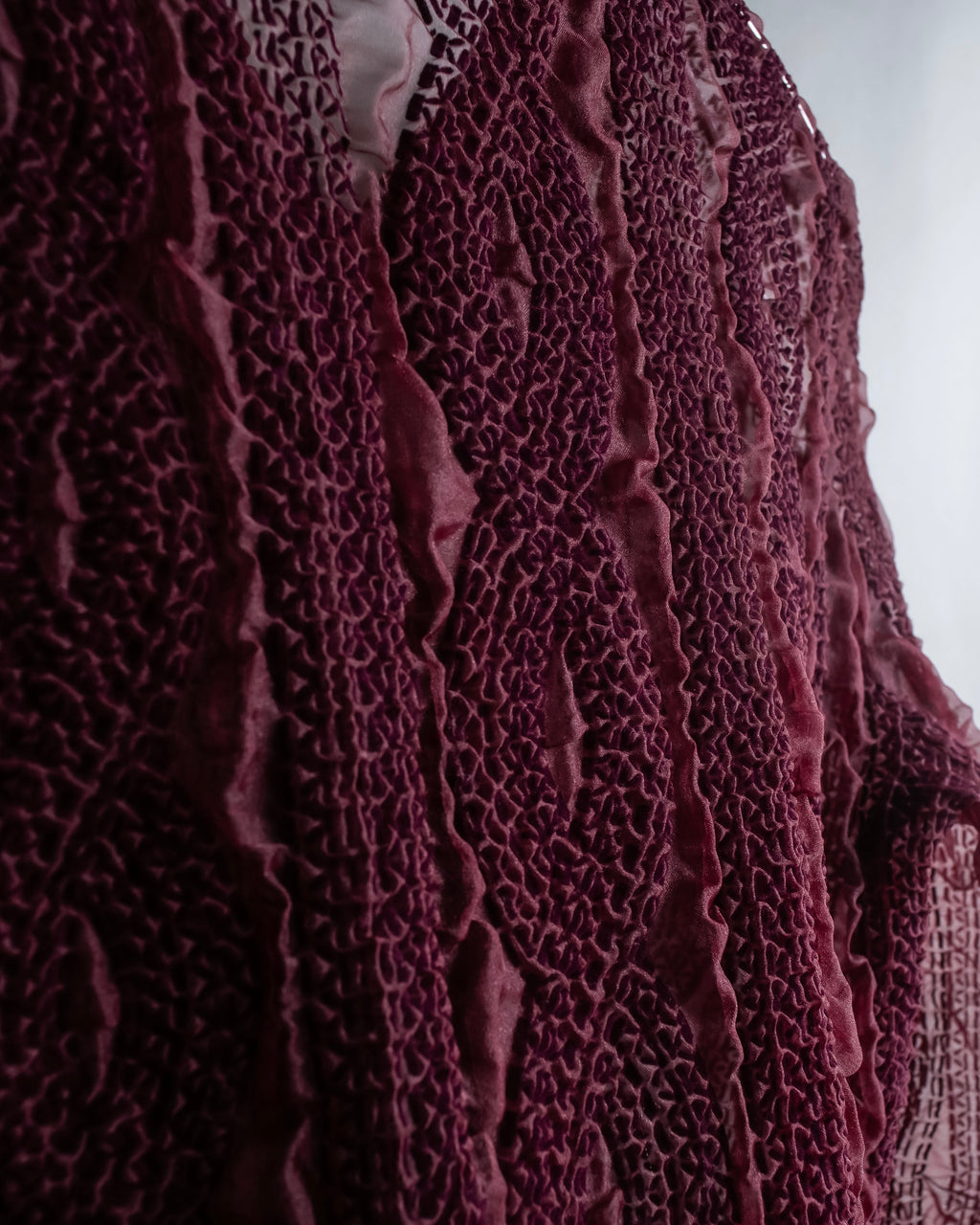 "robe de chambre COMME des GARCONS" Cable knit sheer shirt collar cardigan