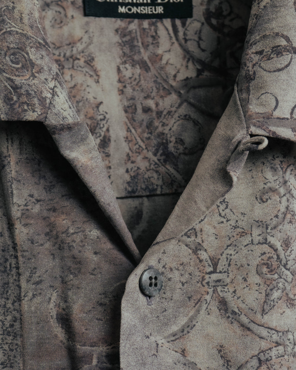 "Christian Dior" 80's-90's Draped rayon patterned shirt