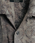 "Christian Dior" 80's-90's Draped rayon patterned shirt