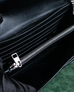 "Alexandar McQueen" Two-tone crystal clasp leather shoulder wallet