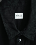 -MOOD MILLÉSIMES- 00’s black linen epaulet half-sleeve shirt by “ARMANI COLLEZIONI”