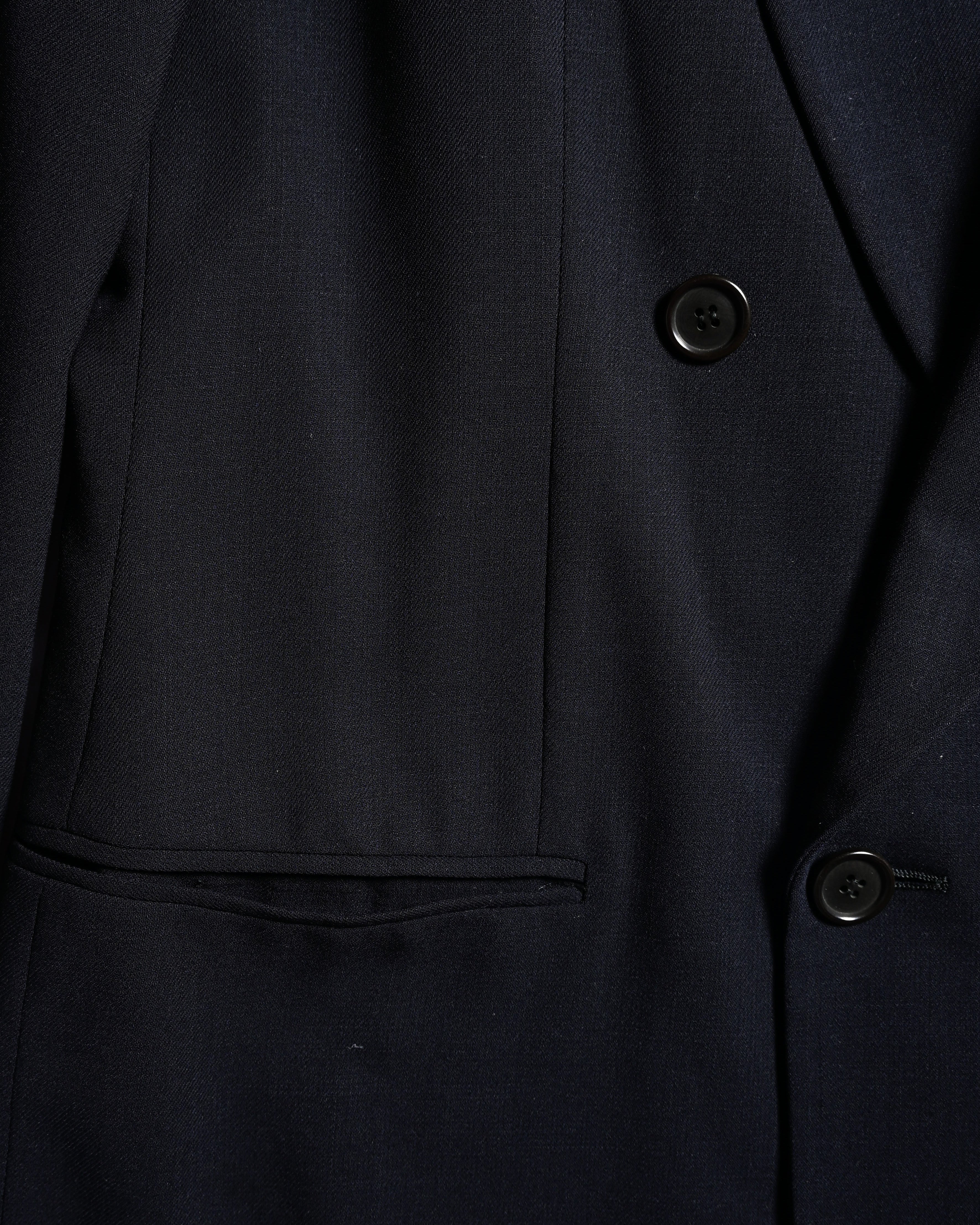 GIORGIO ARMANI/ Curved Lapel Oversized Double Breasted Tailored Jacket Navy