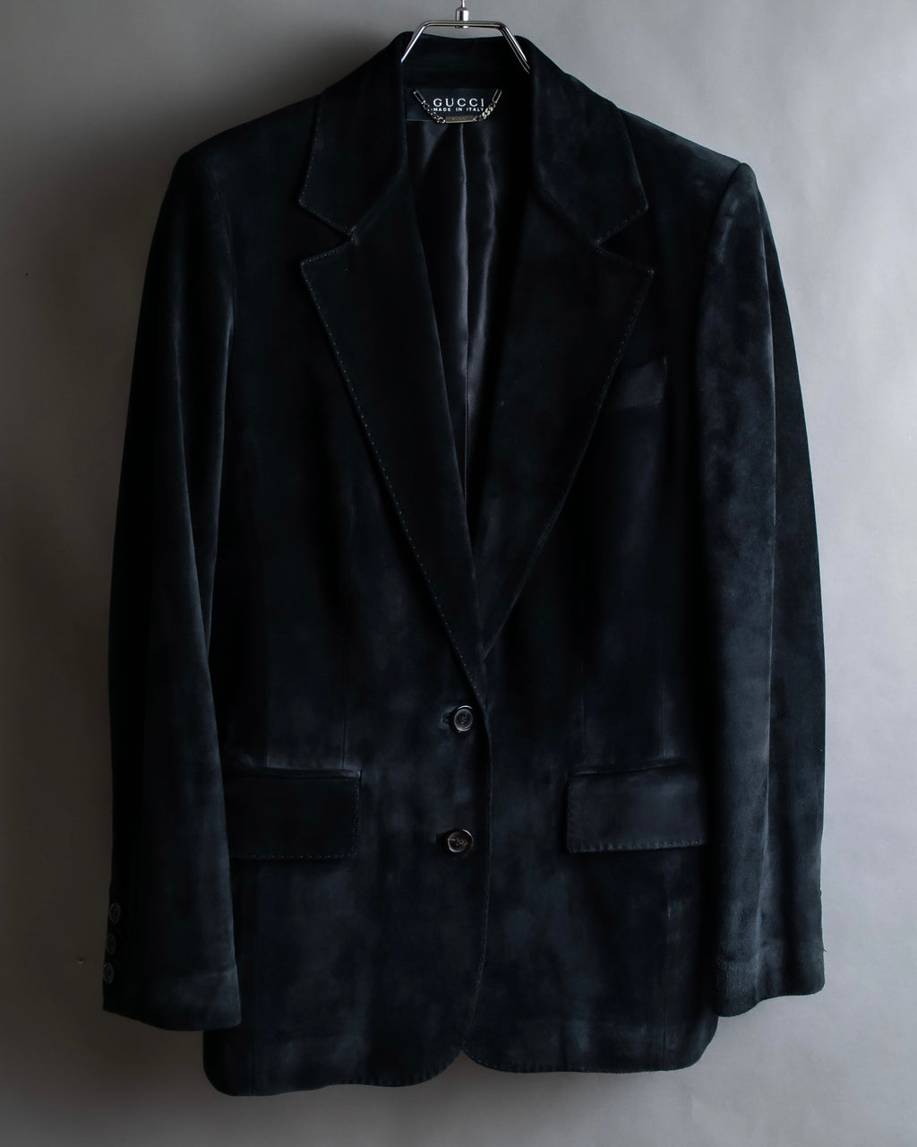 "GUCCI" Stitch design suede tailored jacket