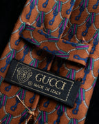 "GUCCI" Horsebit &amp; GG pattern silk neck tie