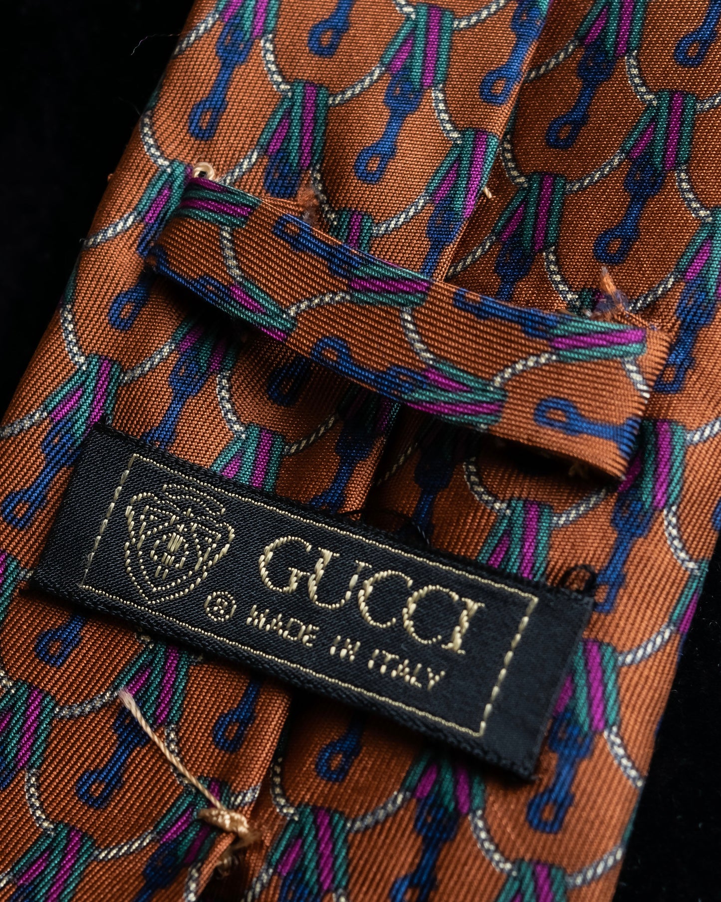 "GUCCI" Horsebit & GG pattern silk neck tie