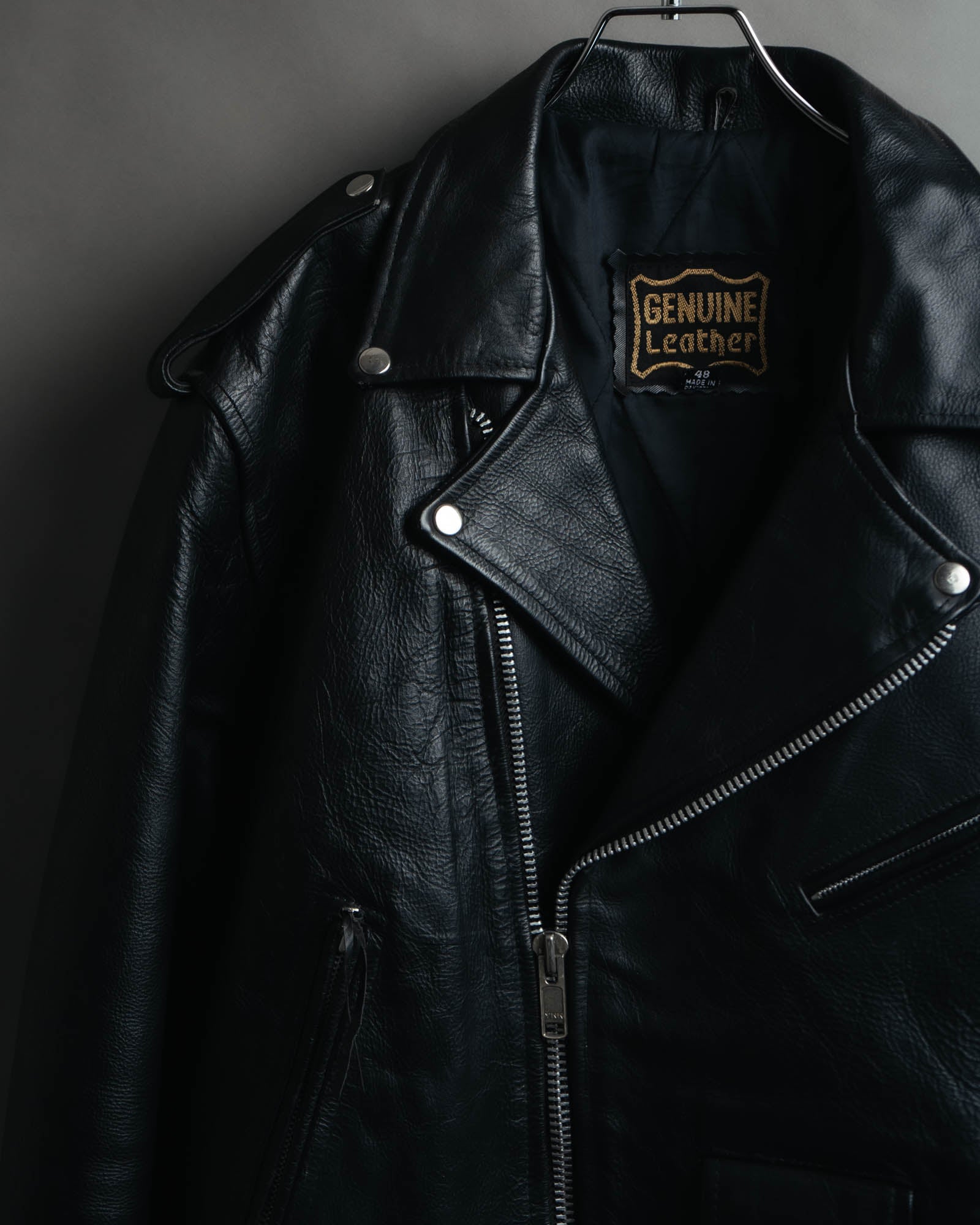 -MOOD MILLÉSIMES- 80’s-90’s heavy-grain double riders jacket