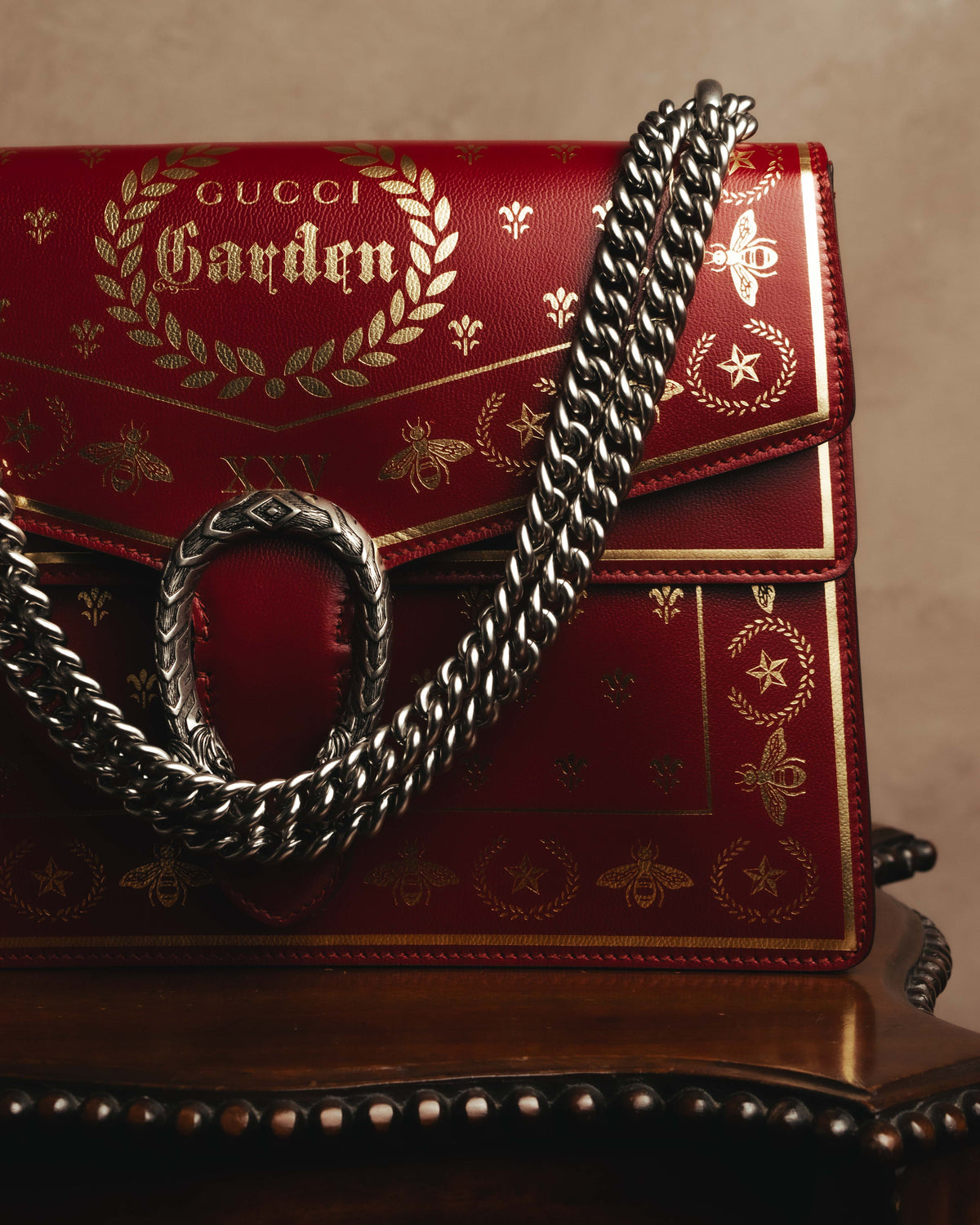 -SPECIAL- "GUCCI" 2010's-20's Collectible gucci garden embellished leather dionysus chain shoulder bag