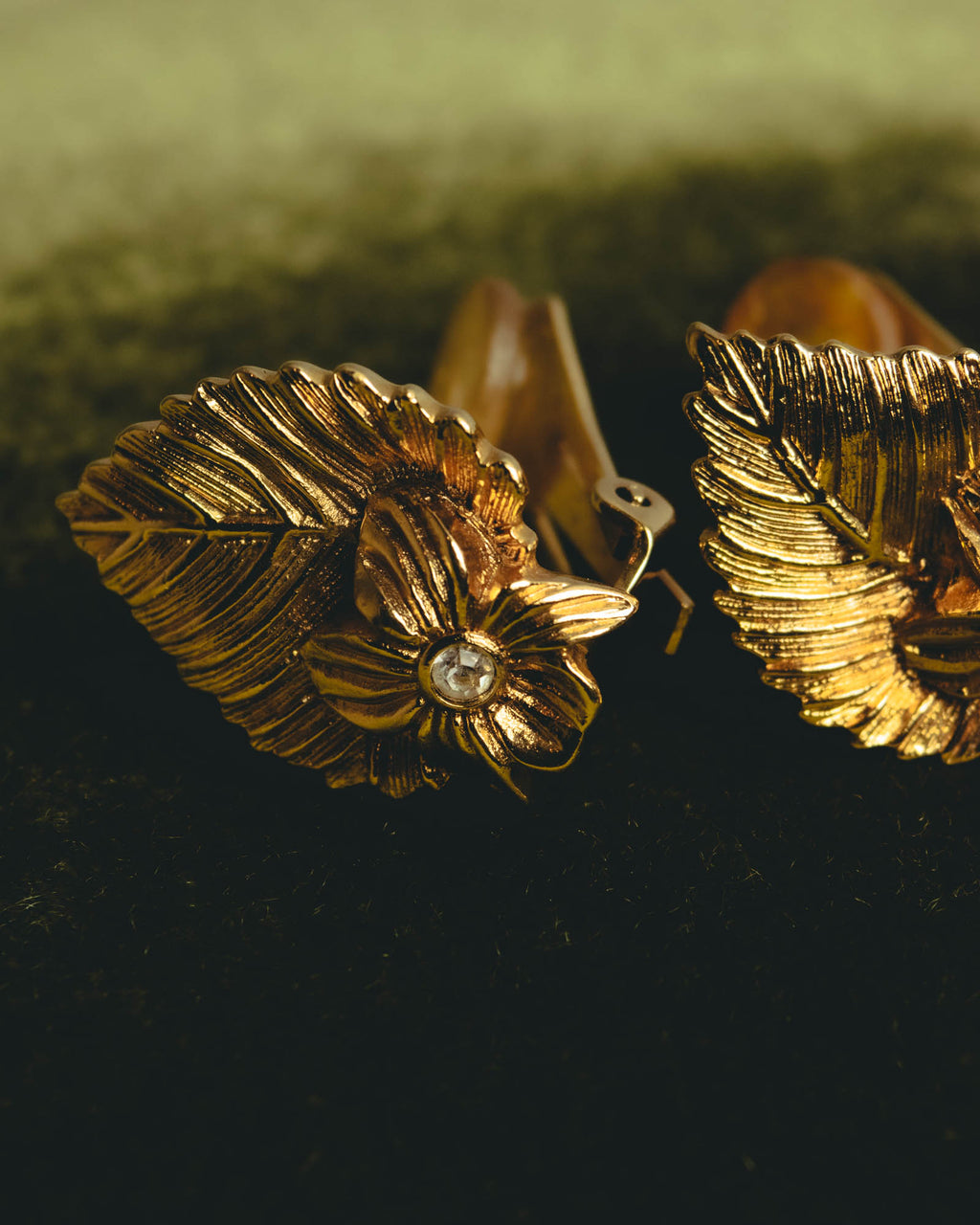 "Christian Dior" 70's-80's Sculptural botanical clip-on earrings
