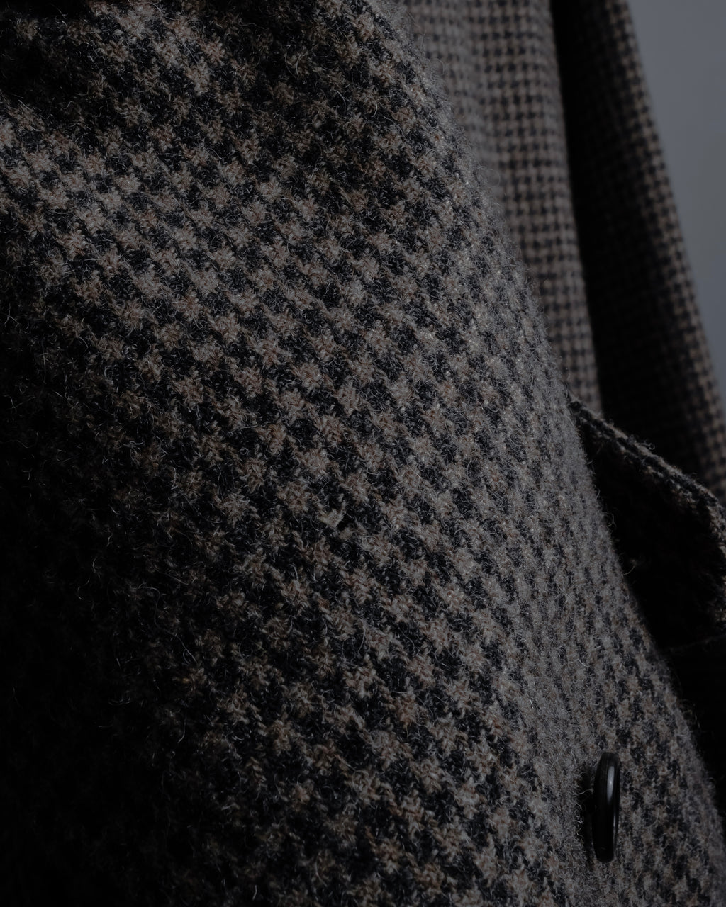 "tricot COMME des GARCONS" Leather collar design houndstooth pattern oversized long coat