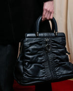 "Christian Dior" Karenina gathered design leather handbag