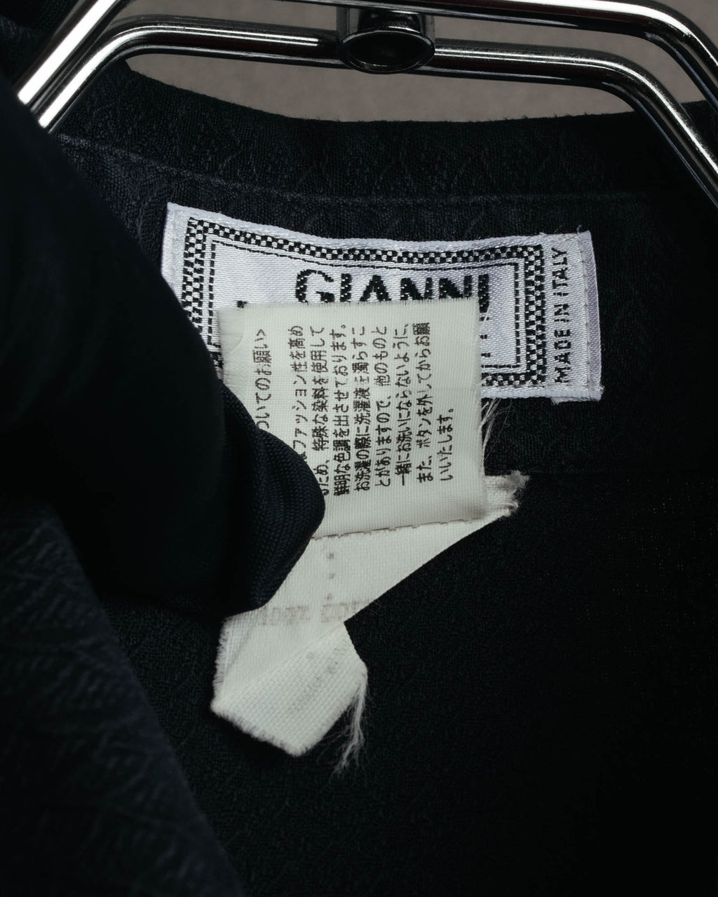 "GIANNI VERSACE" 80's-90's Dark jacquard long sleeve shirt