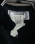 "GIANNI VERSACE" 80's-90's Dark jacquard long sleeve shirt