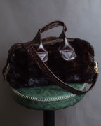 "FALORNI ITALIA LE BORSE" Mink fur leather combination design bag