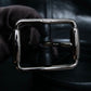 "GUCCI" Silver buckle 3 tier leather belt