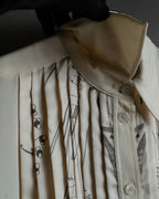 "HERMES" 90's Musical score motif front pleated shirt