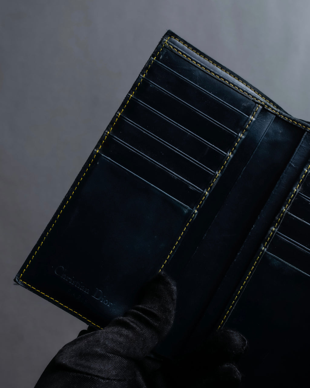 "Christian Dior" Trotter canvas logo engraved long wallet