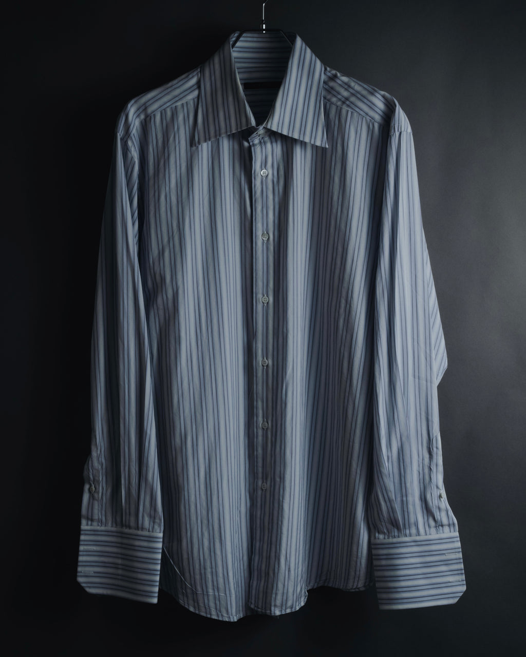 "GUCCI" Striped Spread Collar Shirt with Contrast Cuffs