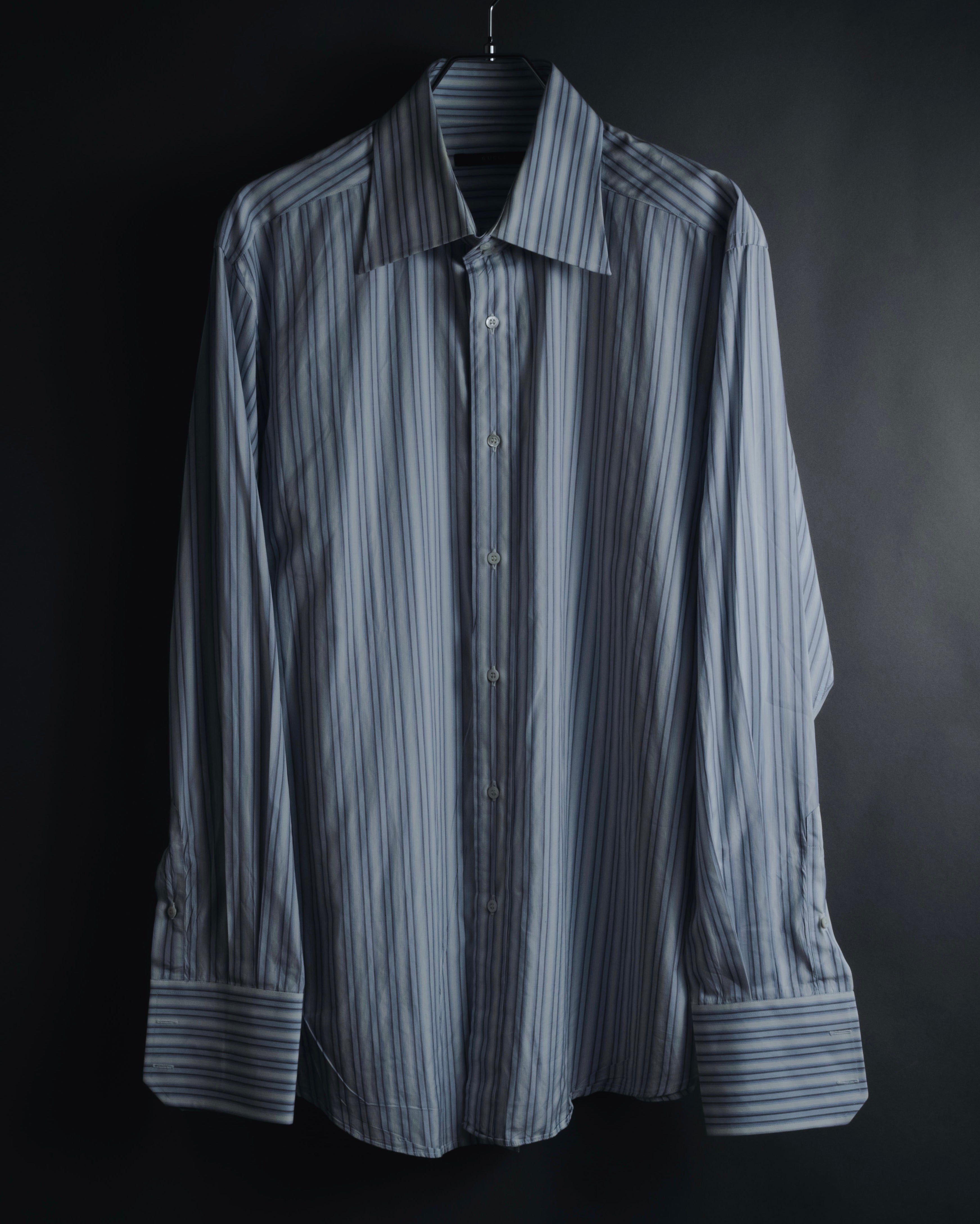 "GUCCI" Striped Spread Collar Shirt with Contrast Cuffs
