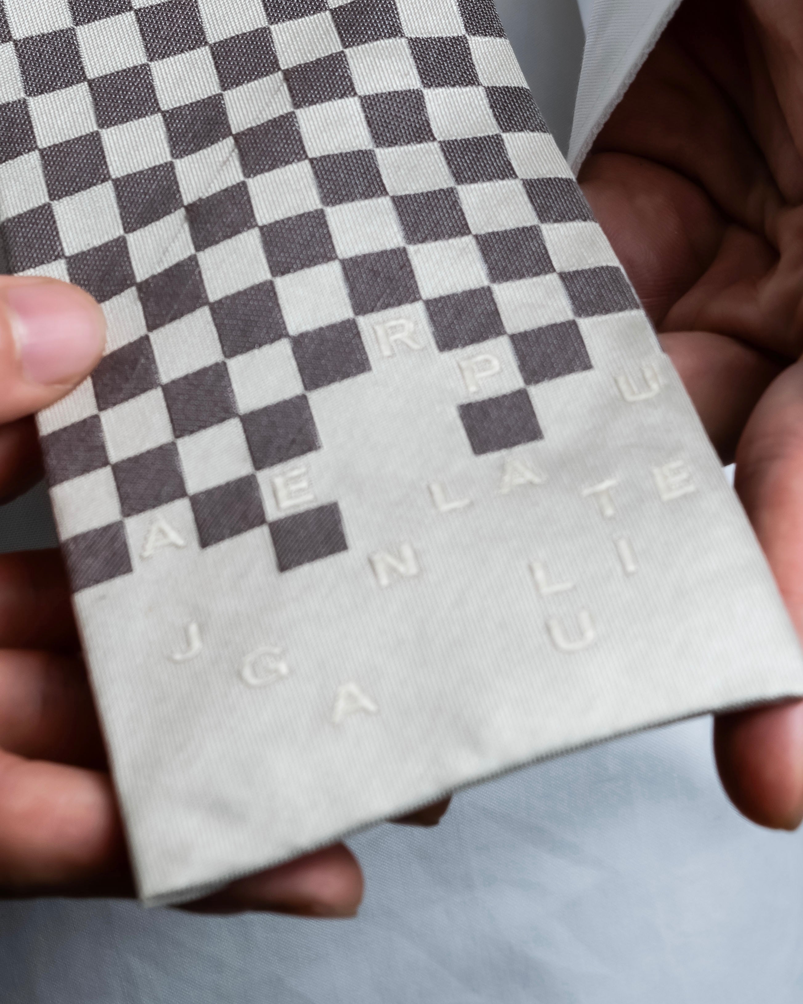 "JEAN PAUL GAULTIER" Check pattern anagram logo engraved square tie