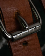 "CELINE" Oval link chain design leather combination belt