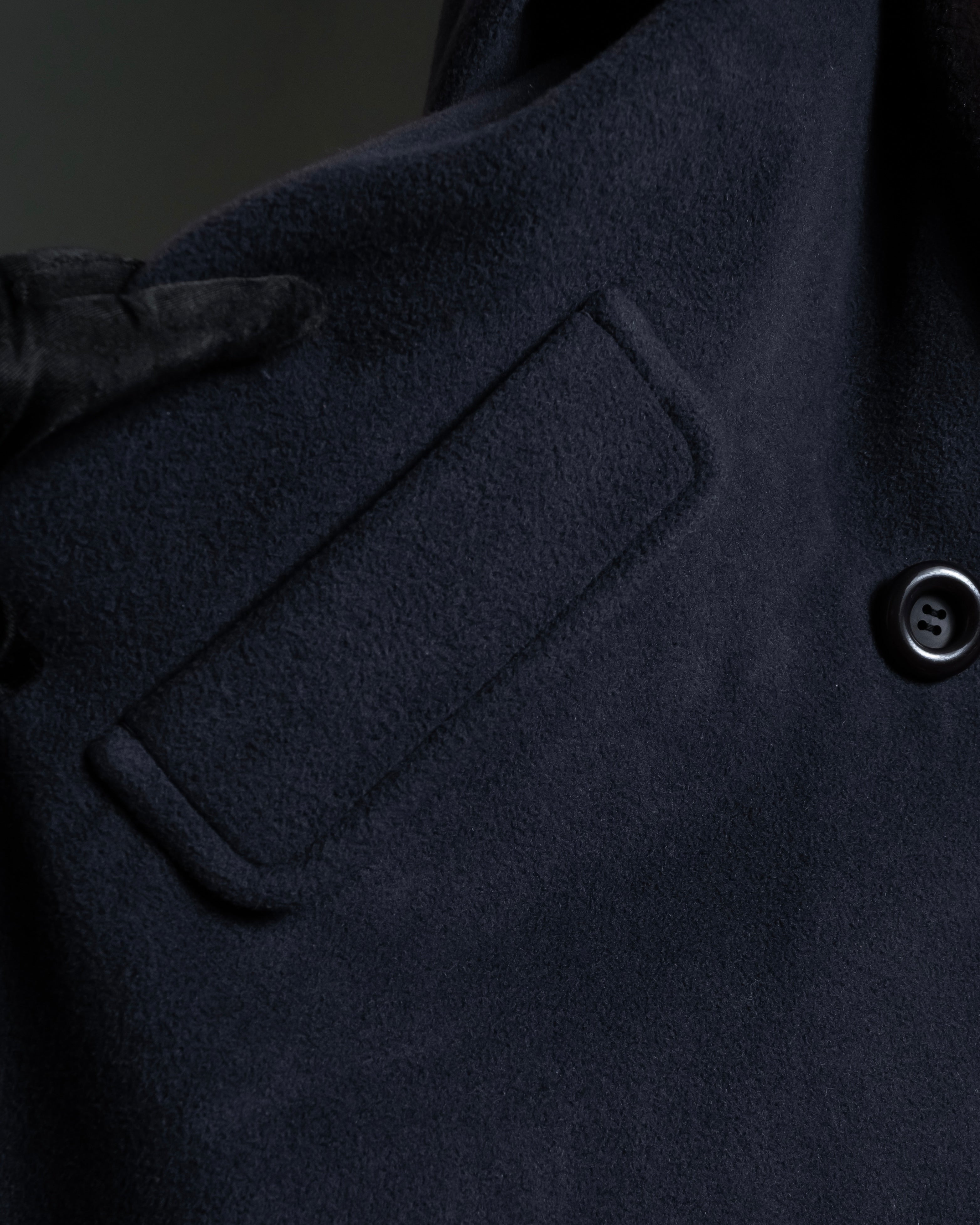 "Junko Yamamoto" Fur-trimmed design long cashmere blend coat