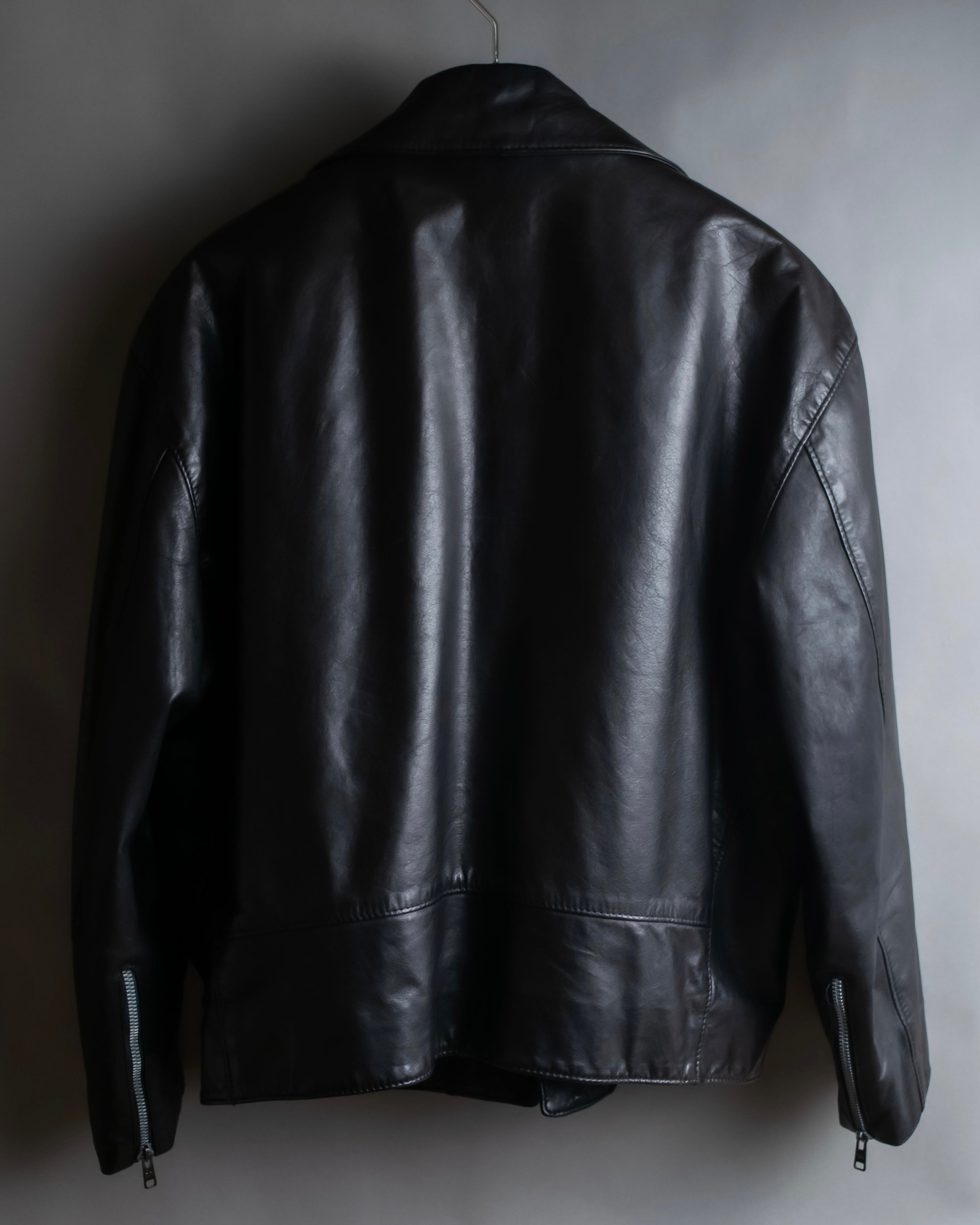 "MOSCHINO" Box silhouette leather double rider jacket