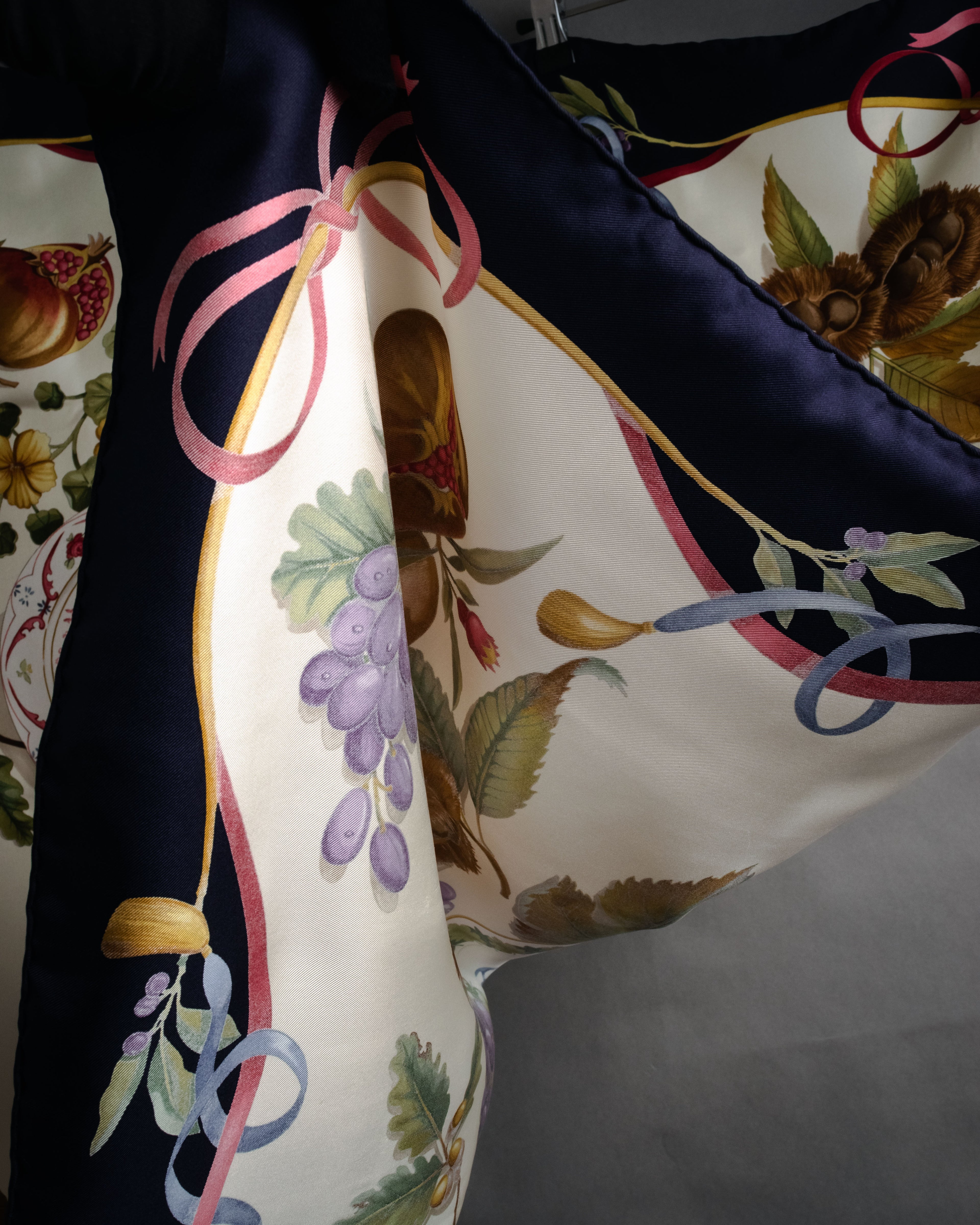 “Salvatore Ferragamo” 90’s Harvest still life silk scarf