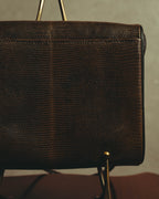“YVES SAINT LAURENT” 80’s-90’s Sculpted flap lizard leather shoulder bag
