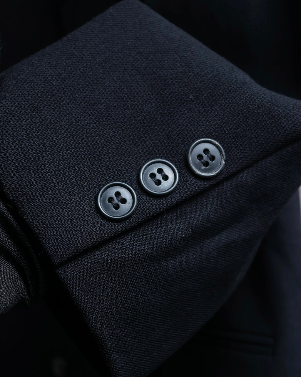 "EMPORIO ARMANI"  Peak lapel double breasted tailored jacket & 2  pleat wide slacks set up