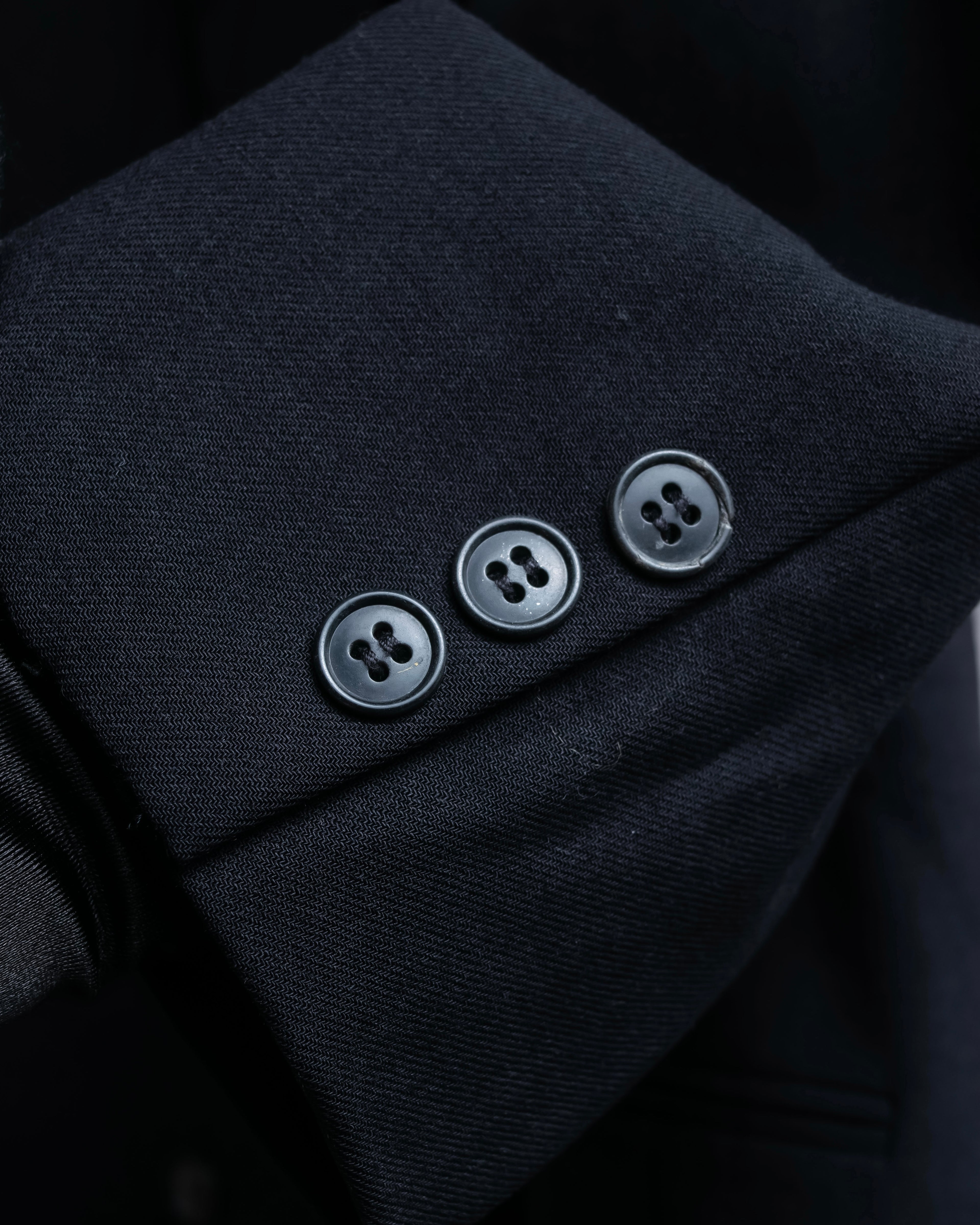 "EMPORIO ARMANI"  Peak lapel double breasted tailored jacket & 2  pleat wide slacks set up