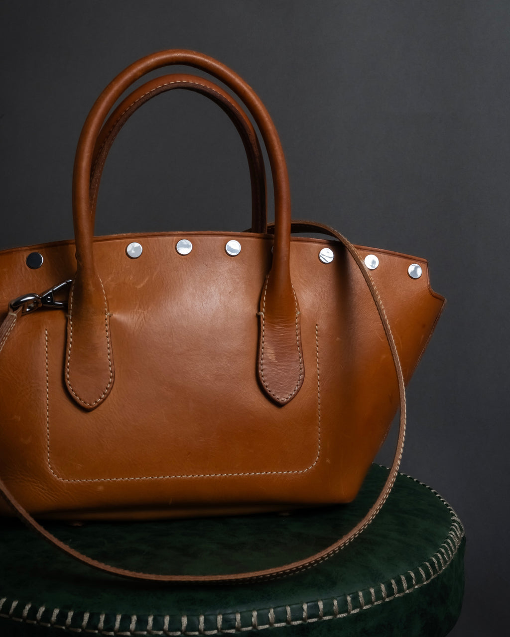 "Ralph Lauren" Metal stud design 2-way leather bag