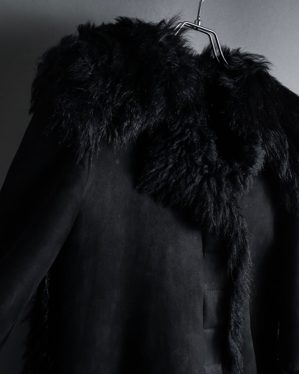 -SPECIAL- "GUCCI" 90's-00's Leather combination fur long coat
