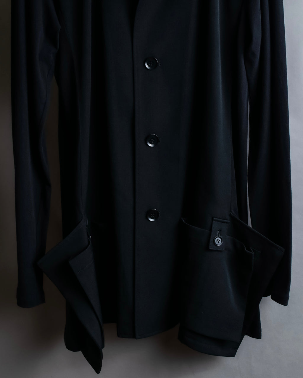 "YOHJI YAMAMOTO +NOIR" 21SS Drape panel design oversized shirt jacket
