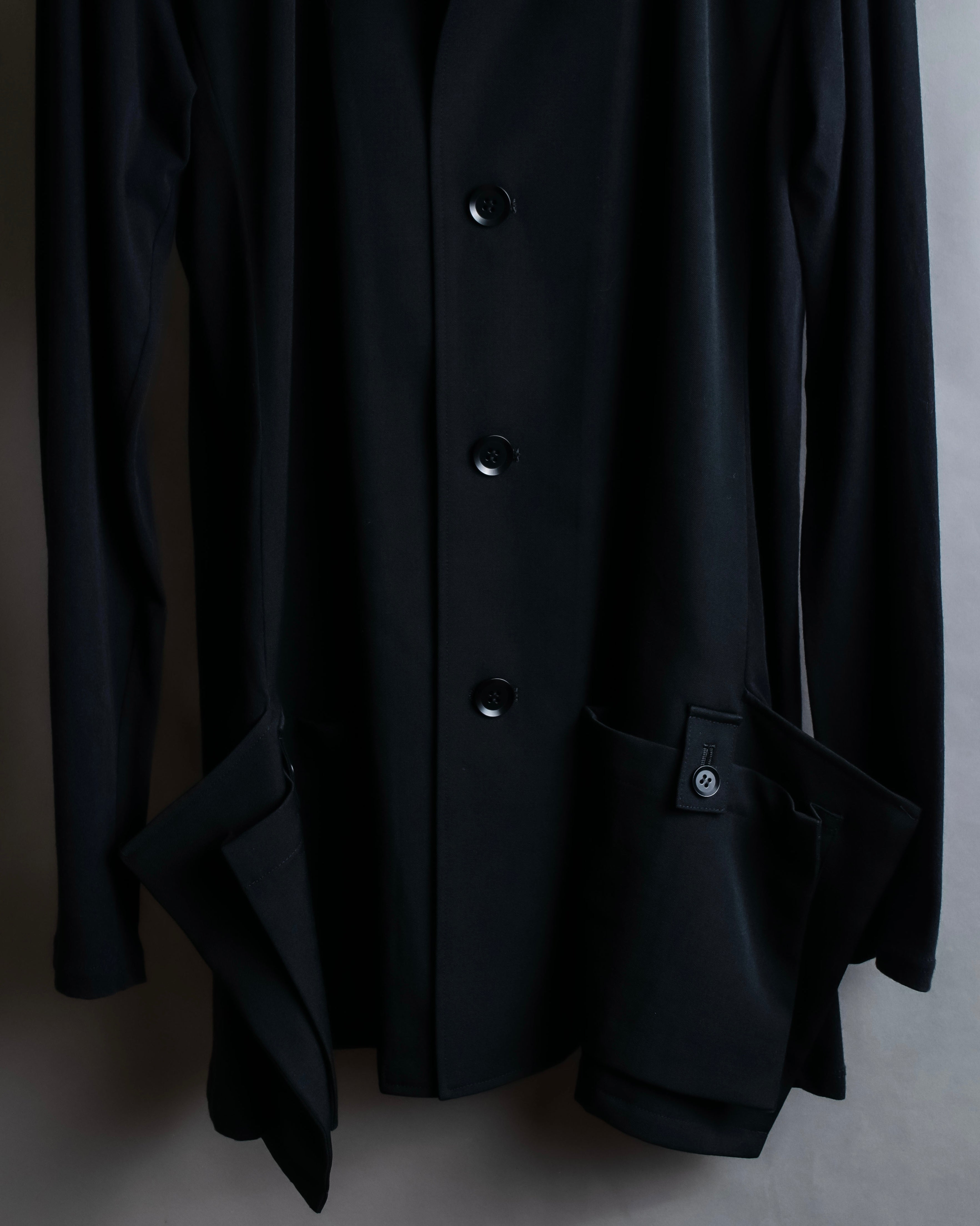 "YOHJI YAMAMOTO +NOIR" 21SS Drape panel design oversized shirt jacket
