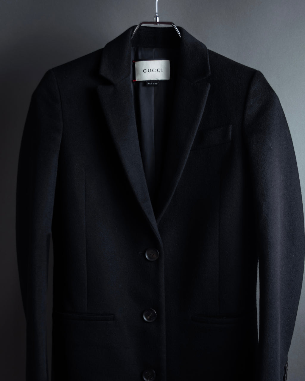 "GUCCI" Michele period linear silhouette wool chester coat