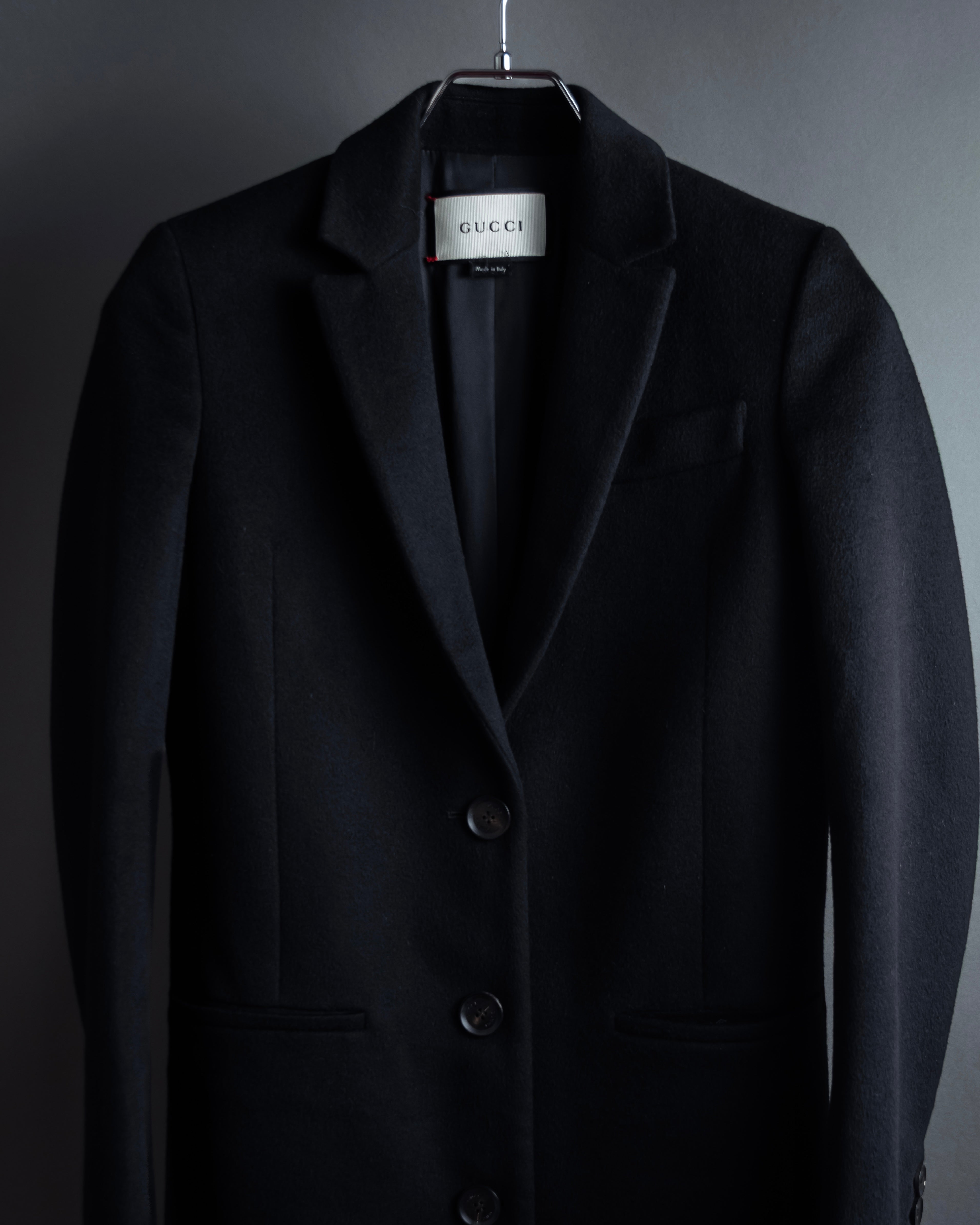 "GUCCI" Michele period linear silhouette wool chester coat