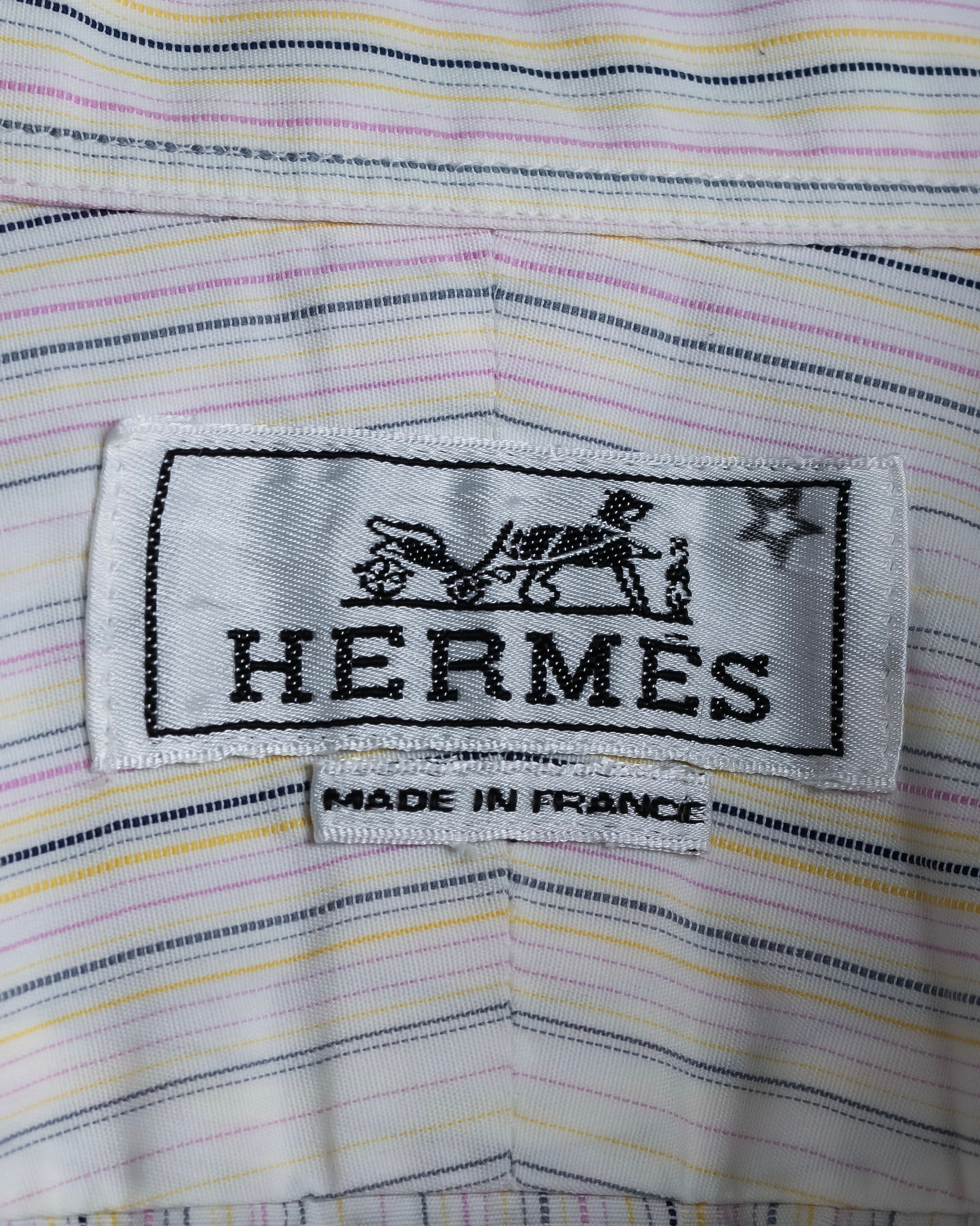 "HERMES" Multi-stripe pattern hand-sewn nuance cotton shirt