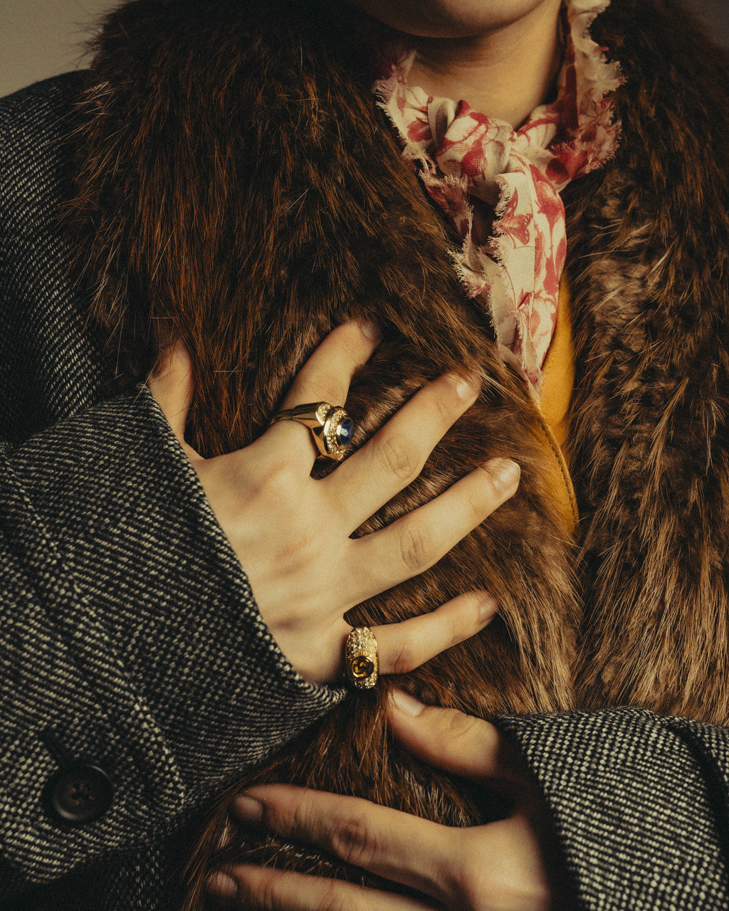 -SPECIAL- "GUCCI" 00's-10's Luxurious beaver fur-collar wool overcoat